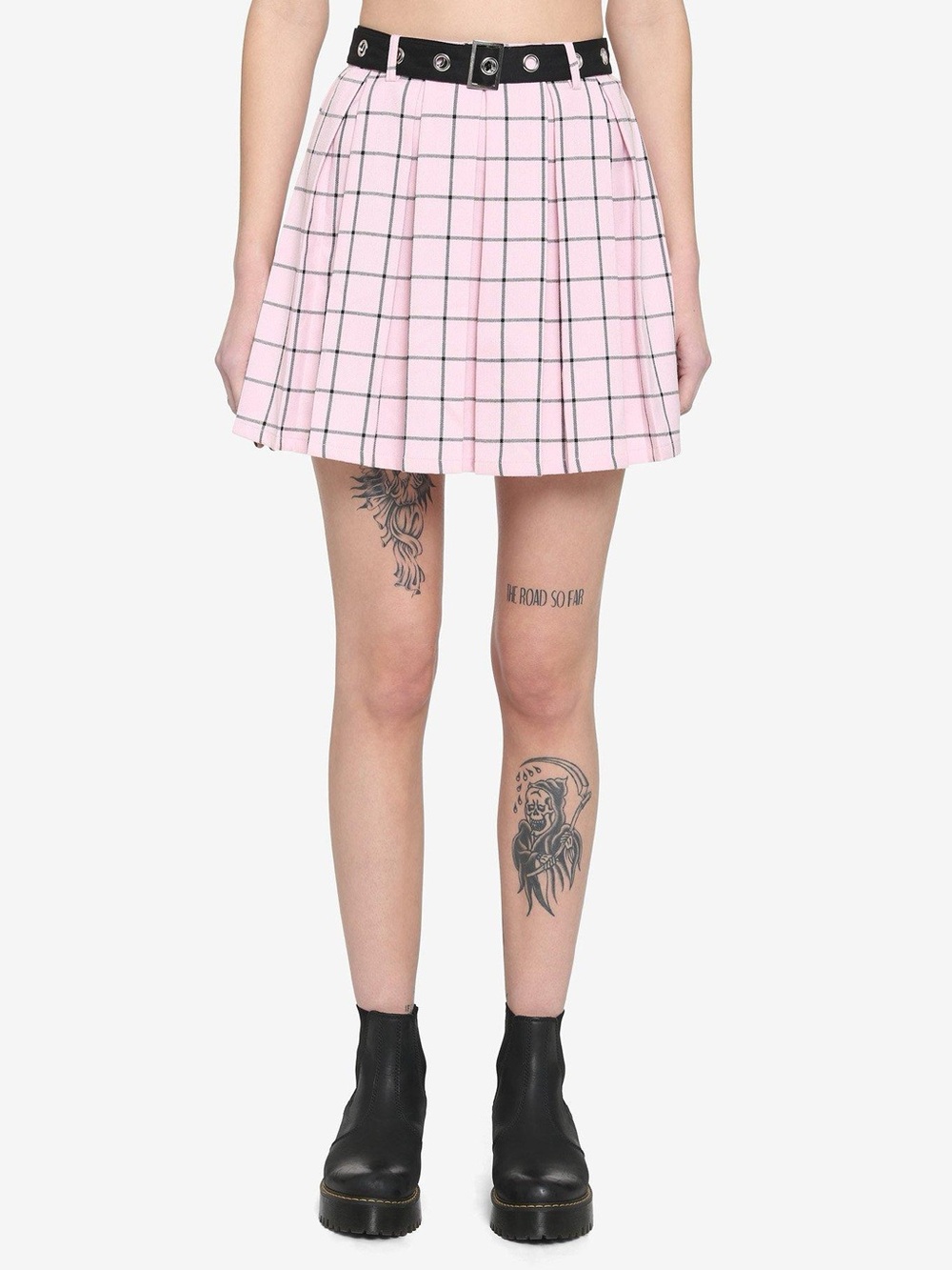 Hot Topic Windowpane Pleated Mini Skirt Pink Size XL